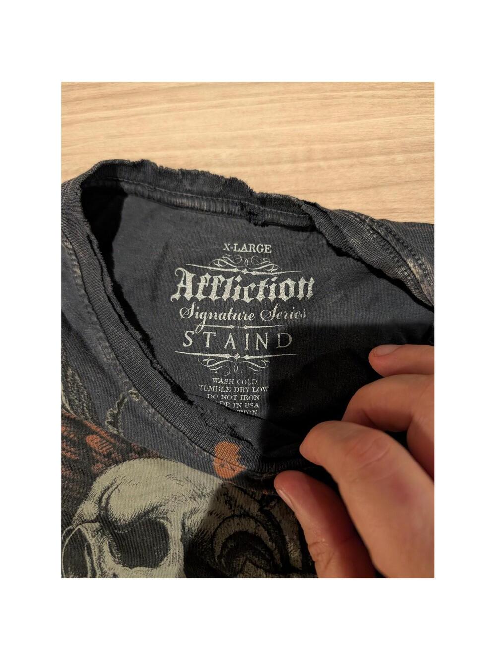 Affliction Streetwear Tapout Y2K Winged Dbl Skull T Shirt XL - Picture 2 of 3